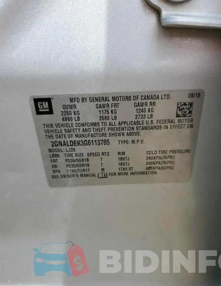 2GNALDEK3G6113785 Photo# 13