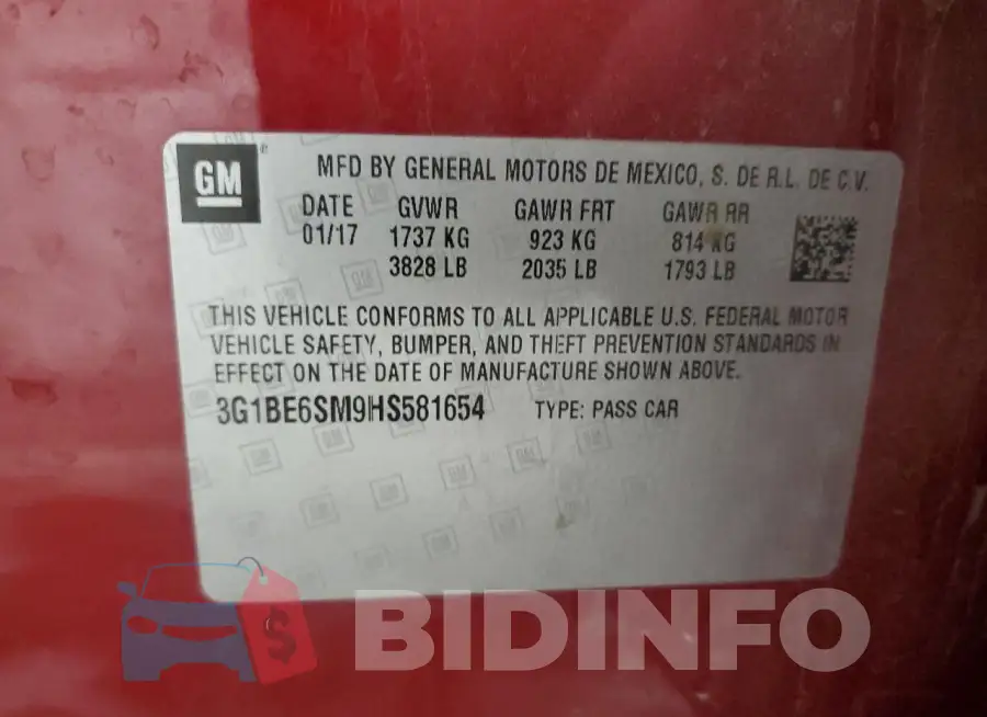 3G1BE6SM9HS581654 Photo# 12