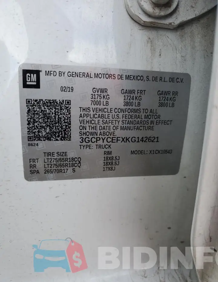3GCPYCEFXKG142621 Photo# 12