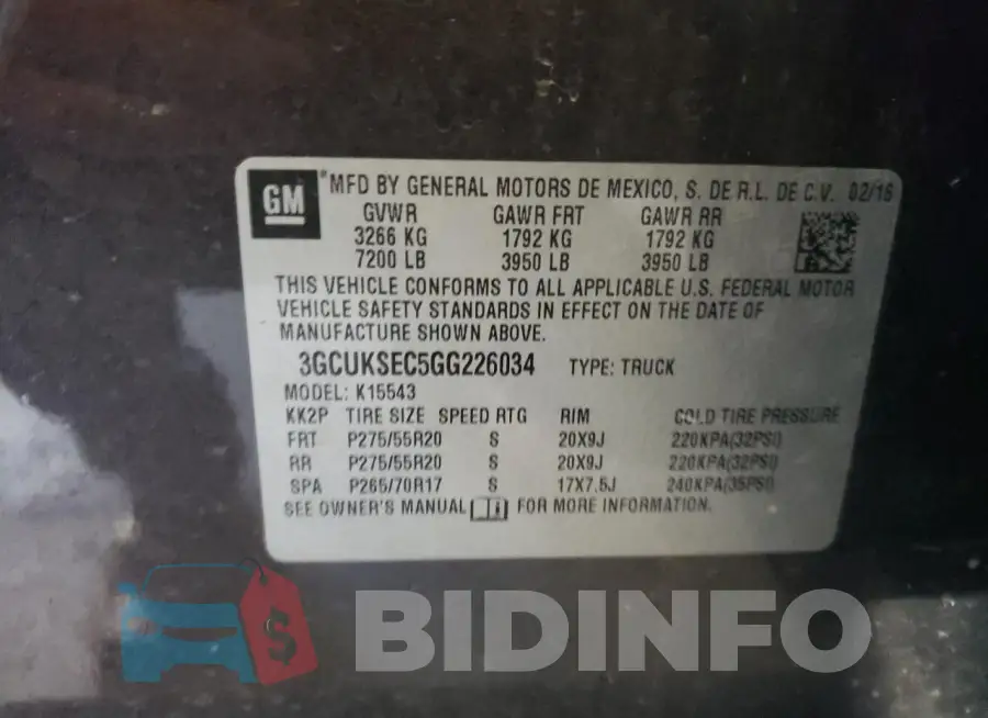 3GCUKSEC5GG226034 Photo# 12