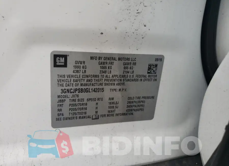 3GNCJPSB0GL142015 Photo# 12