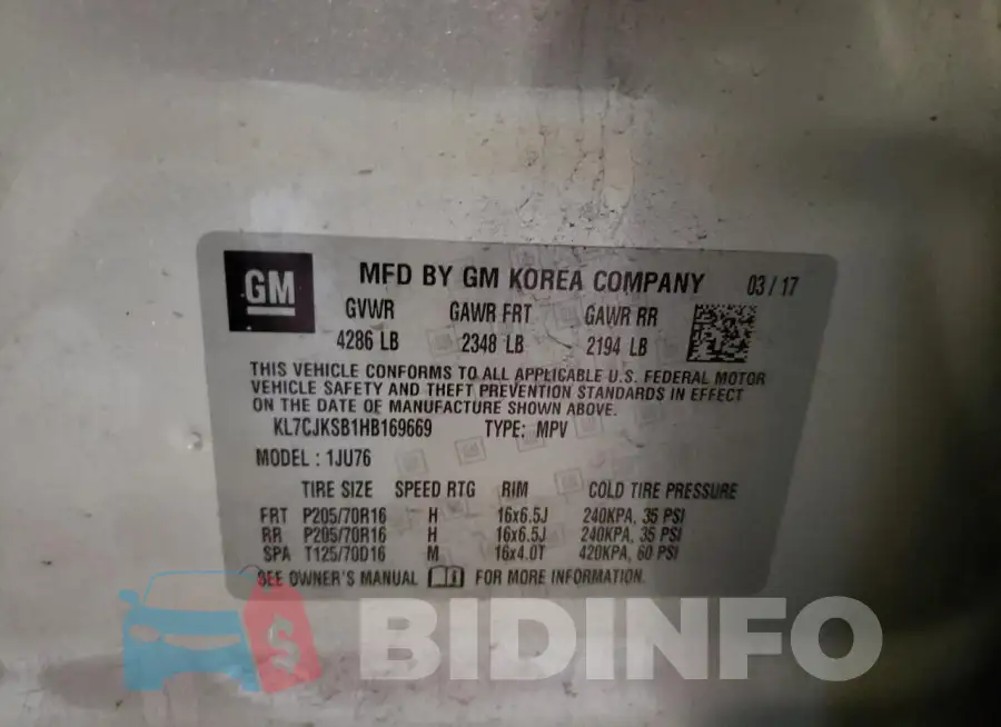 KL7CJKSB1HB169669 Photo# 12