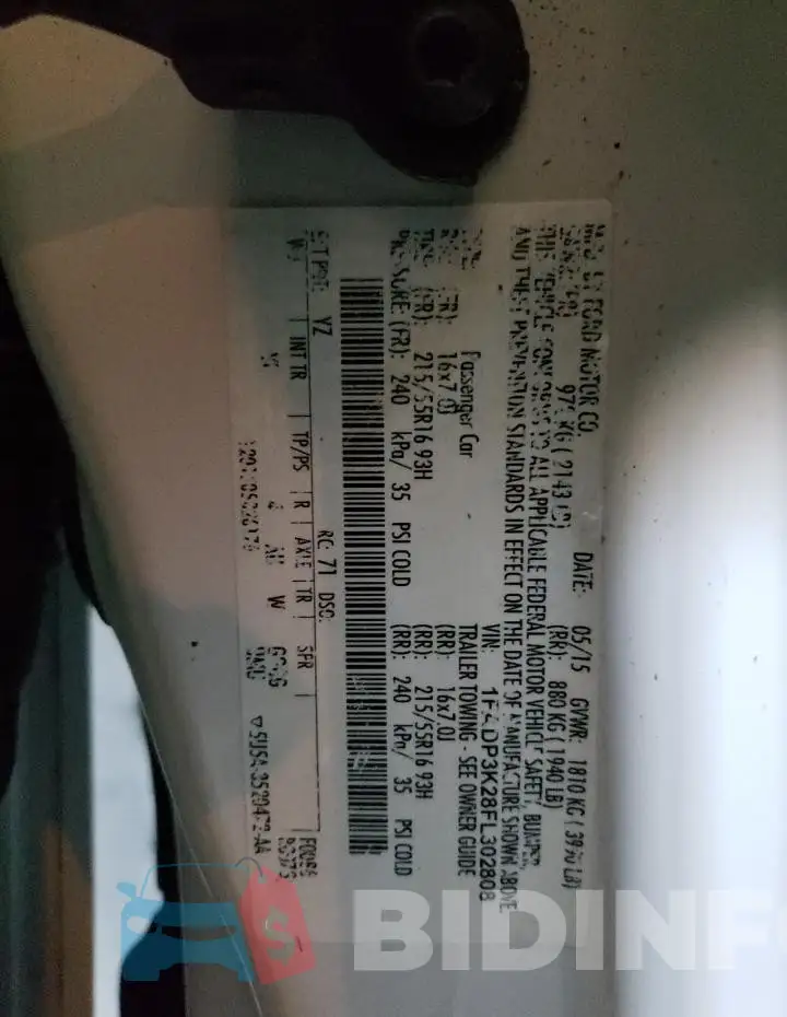 1FADP3K28FL302808 Photo# 12