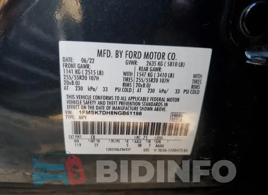 1FMSK7DH8NGB61198 Photo# 13