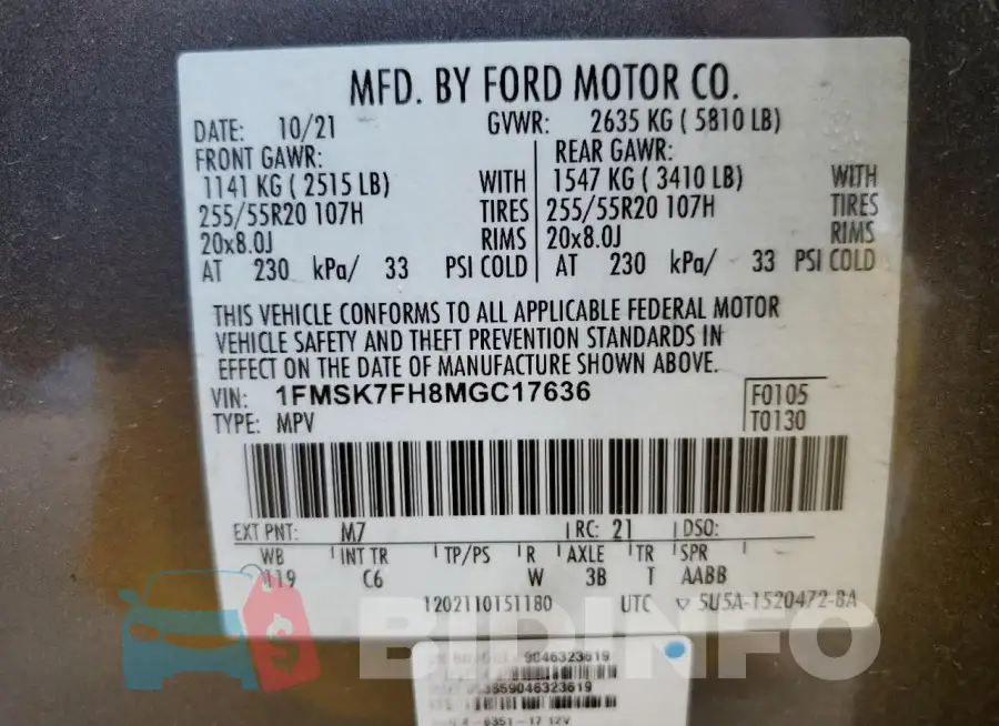 1FMSK7FH8MGC17636 Photo# 13