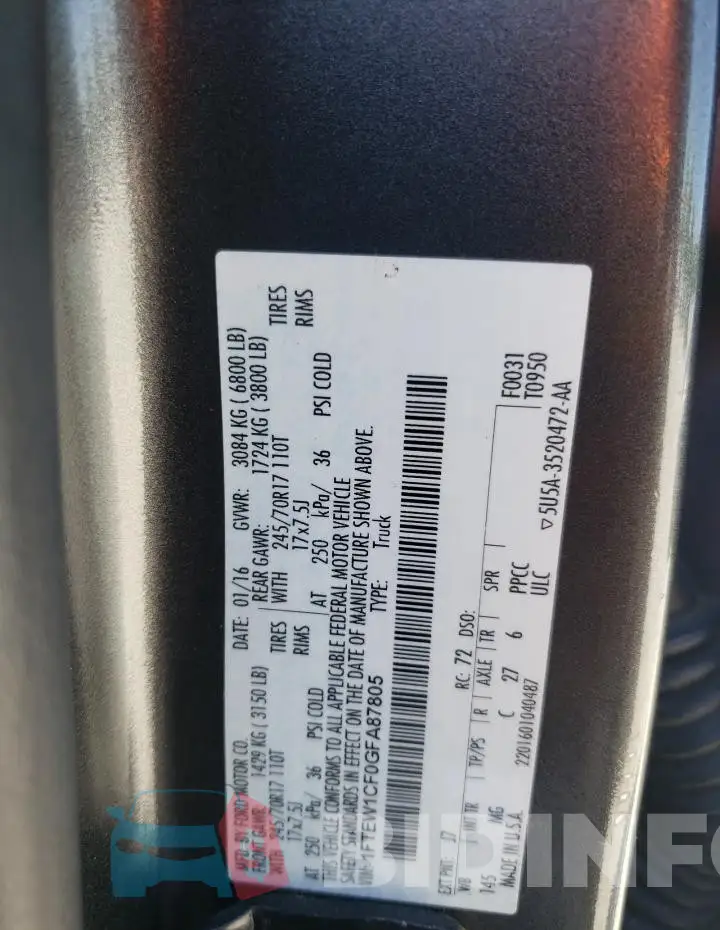 1FTEW1CF0GFA87805 Photo# 12