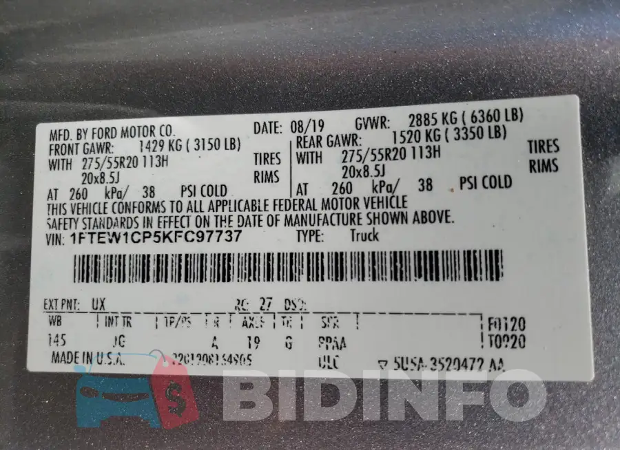 1FTEW1CP5KFC97737 Photo# 12