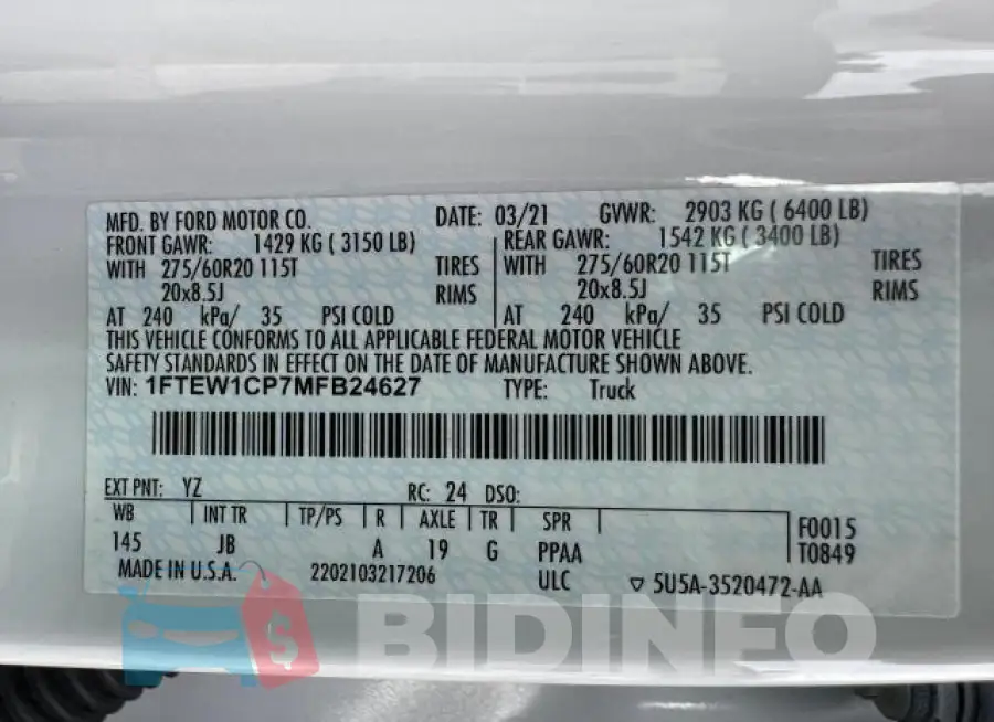 1FTEW1CP7MFB24627 Photo# 15