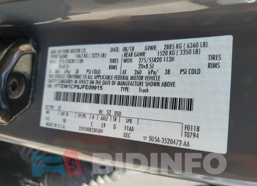 1FTEW1CP8JFE09915 Photo# 13