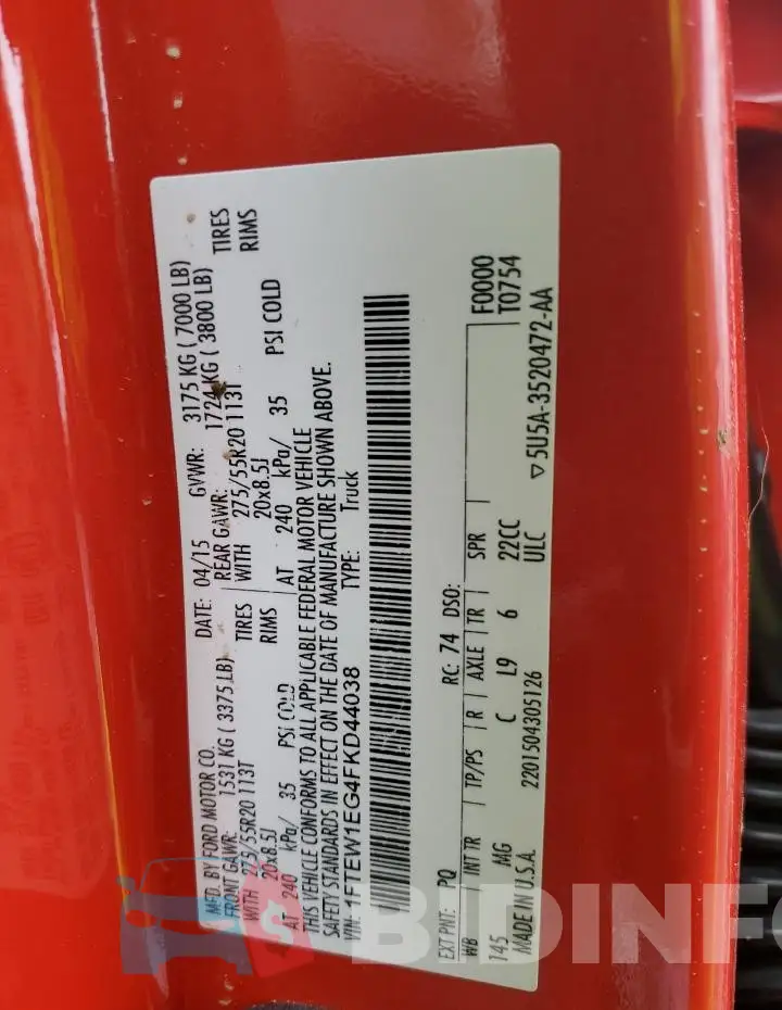 1FTEW1EG4FKD44038 Photo# 12