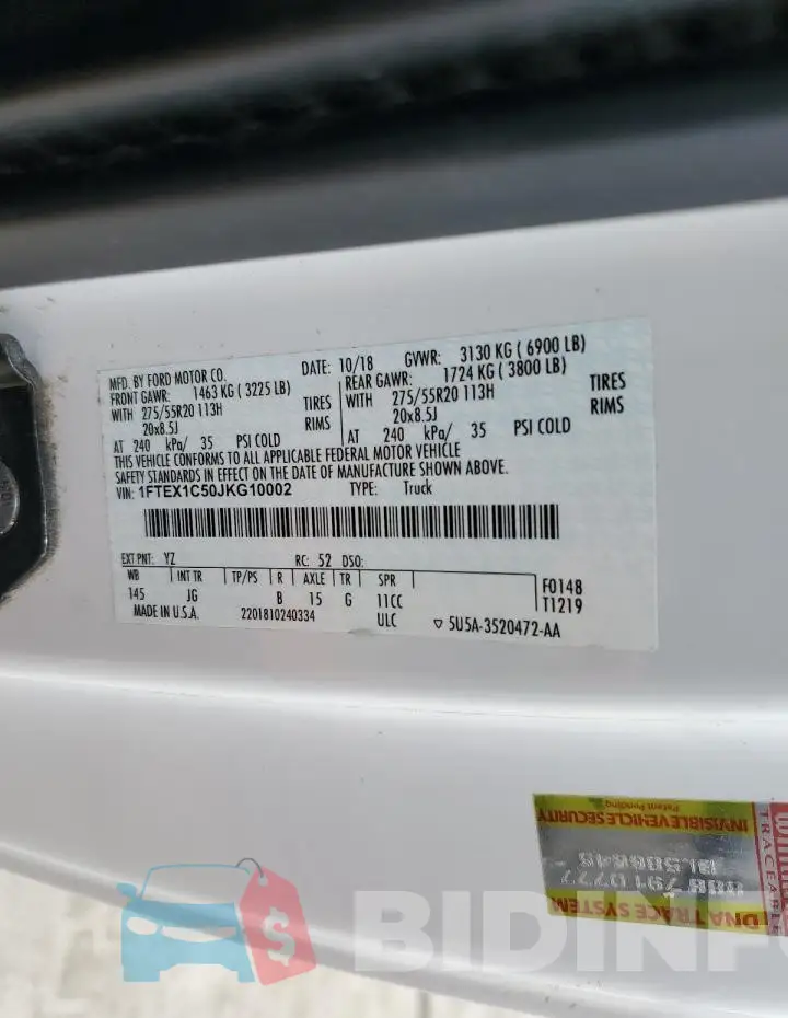 1FTEX1C50JKG10002 Photo# 12