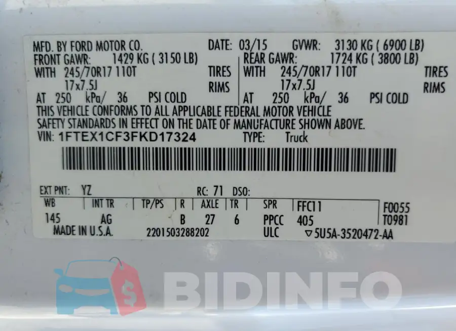 1FTEX1CF3FKD17324 Photo# 12