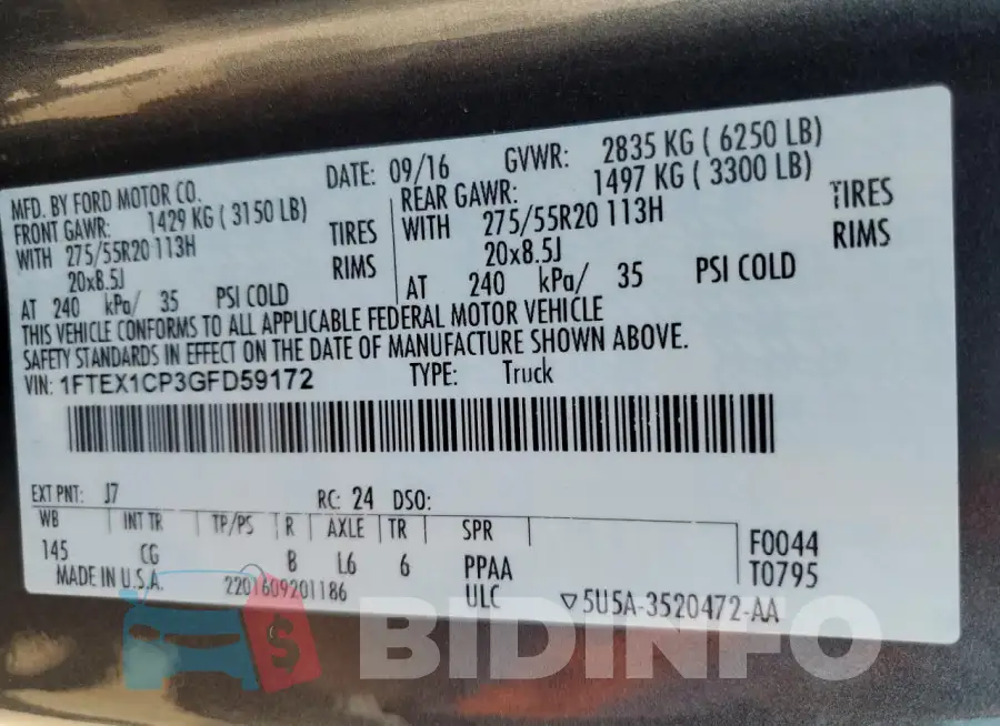 1FTEX1CP3GFD59172 Photo# 12