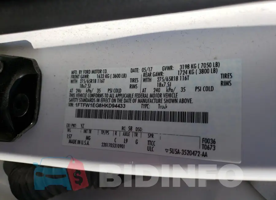 1FTFW1EG8HKD94433 Photo# 12
