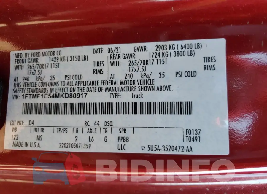 1FTMF1E54MKD80917 Photo# 12