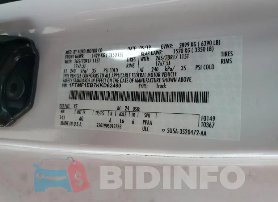 1FTMF1EB7KKD62480 Photo# 12