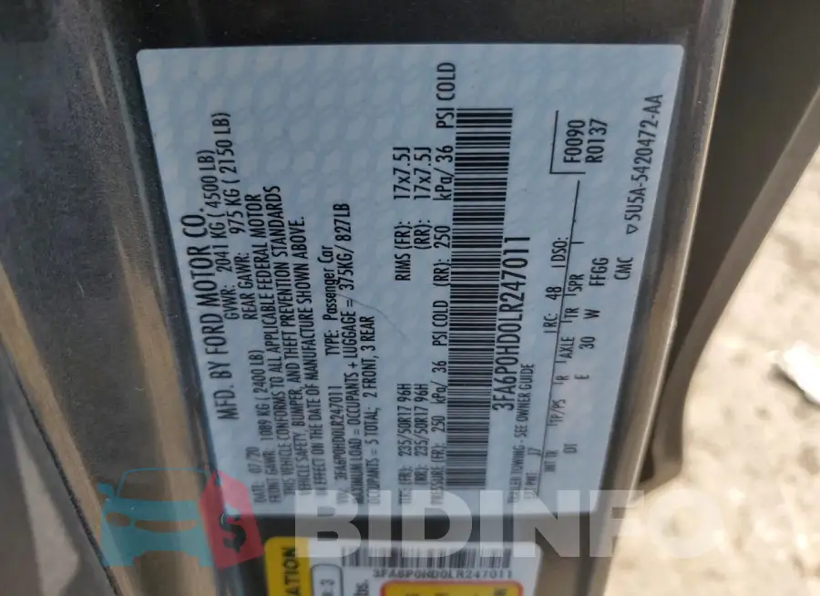 3FA6P0HD0LR247011 Photo# 12