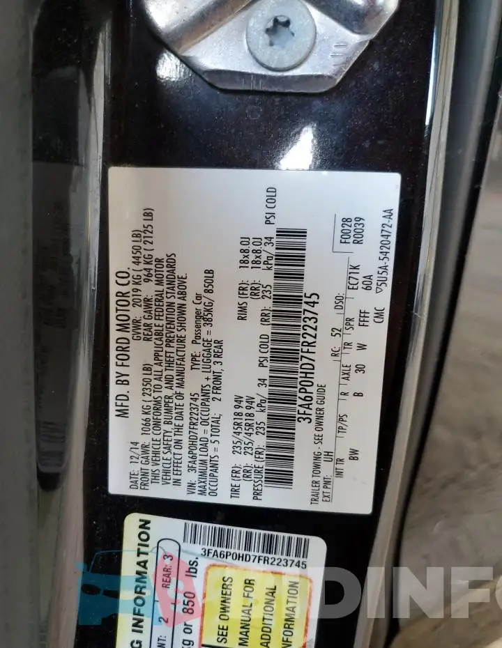3FA6P0HD7FR223745 Photo# 12