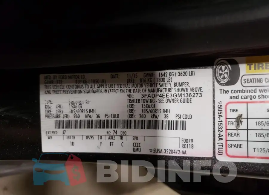 3FADP4EE3GM136273 Photo# 12