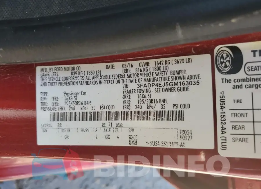 3FADP4EJ5GM163035 Photo# 13