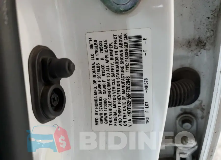 19XFB2F55FE202948 Photo# 13