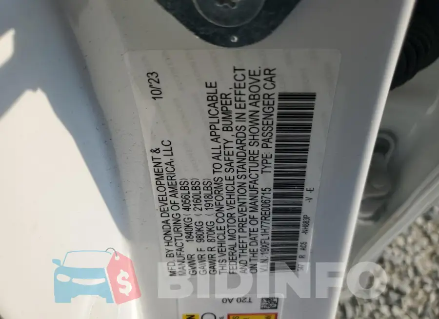 19XFL1H77RE006715 Photo# 13
