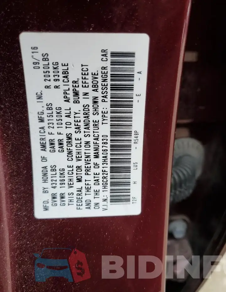 1HGCR2F13HA067830 Photo# 13