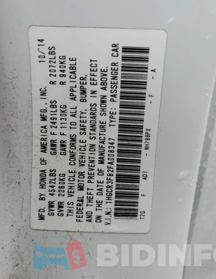 1HGCR3F82FA008347 Photo# 12