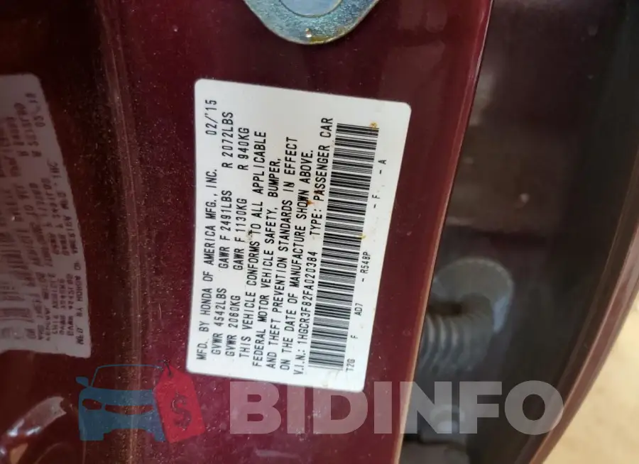 1HGCR3F82FA020384 Photo# 13