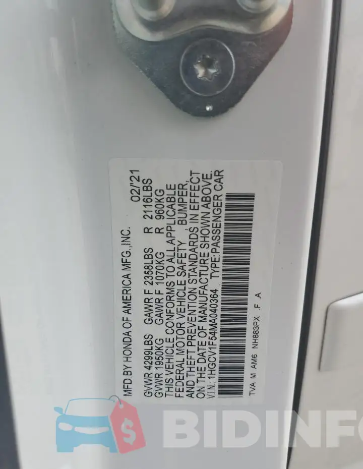 1HGCV1F54MA040364 Photo# 12
