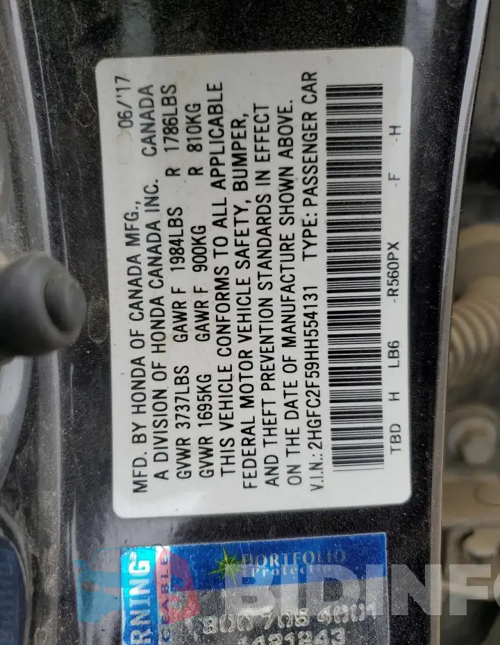 2HGFC2F59HH554131 Photo# 13
