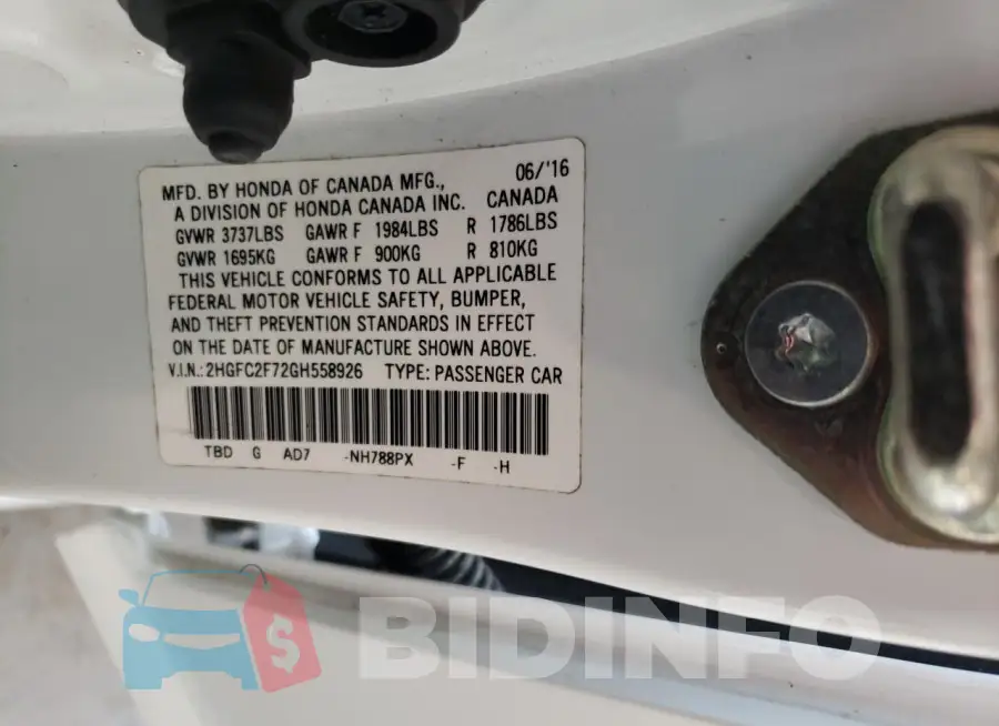 2HGFC2F72GH558926 Photo# 12