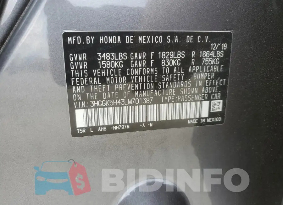 3HGGK5H43LM701387 Photo# 12