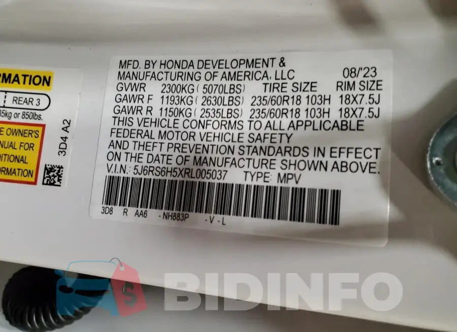 5J6RS6H5XRL005037 Photo# 13