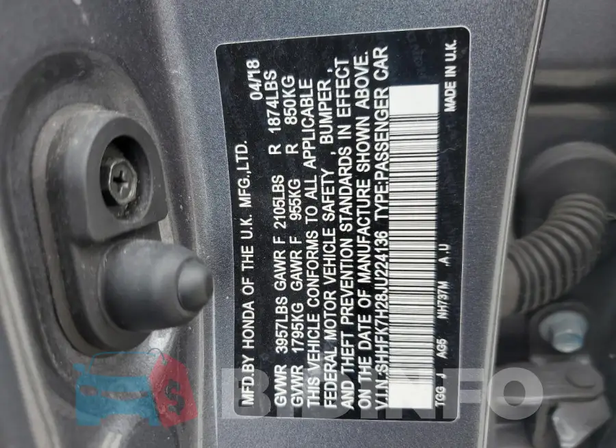 SHHFK7H28JU224136 Photo# 12