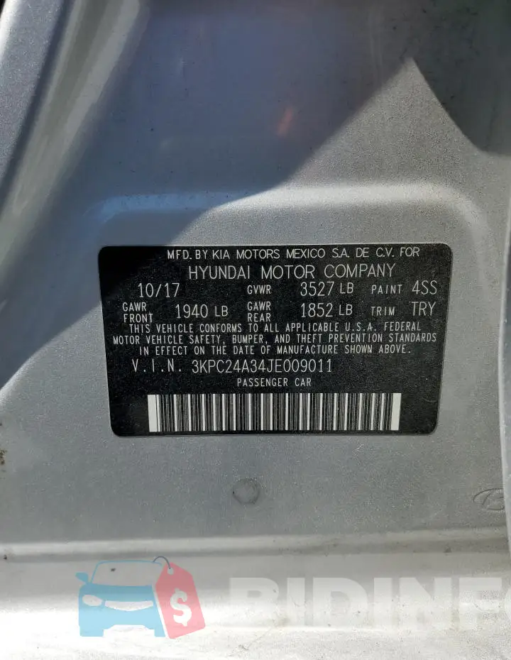 3KPC24A34JE009011 Photo# 12