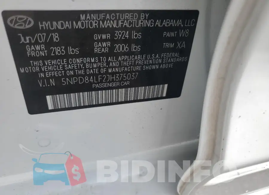 5NPD84LF2JH375037 Photo# 12