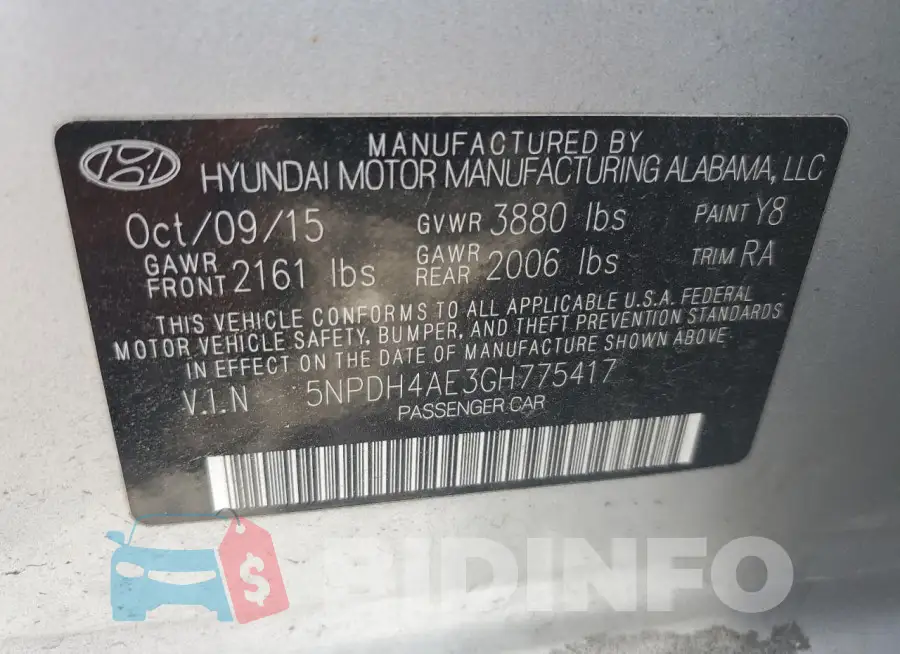5NPDH4AE3GH775417 Photo# 12