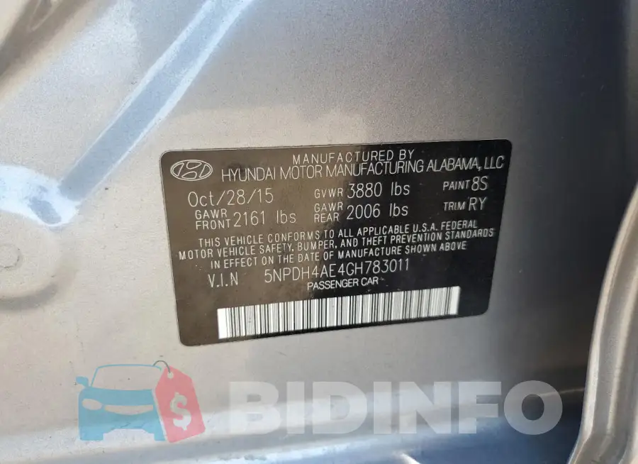 5NPDH4AE4GH783011 Photo# 12