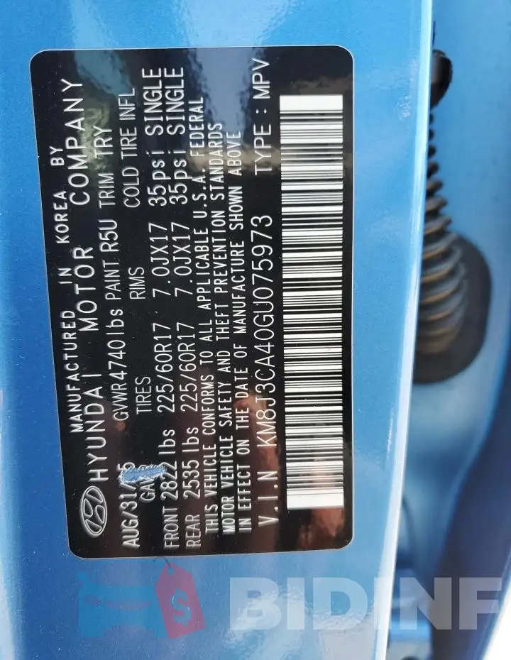 KM8J3CA40GU075973 Photo# 14