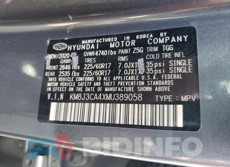 KM8J3CA4XMU389058 Photo# 13