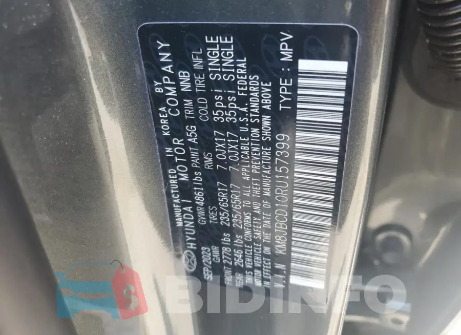 KM8JBCD10RU157399 Photo# 13