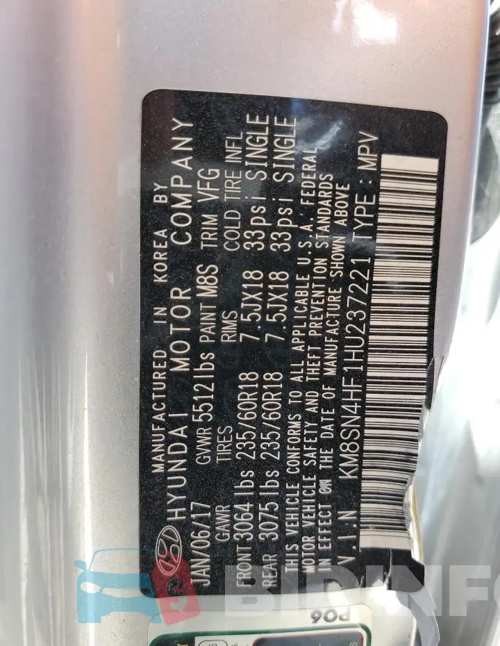 KM8SN4HF1HU237221 Photo# 13