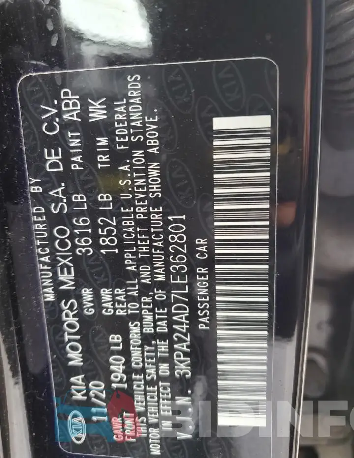 3KPA24AD7LE362801 Photo# 12