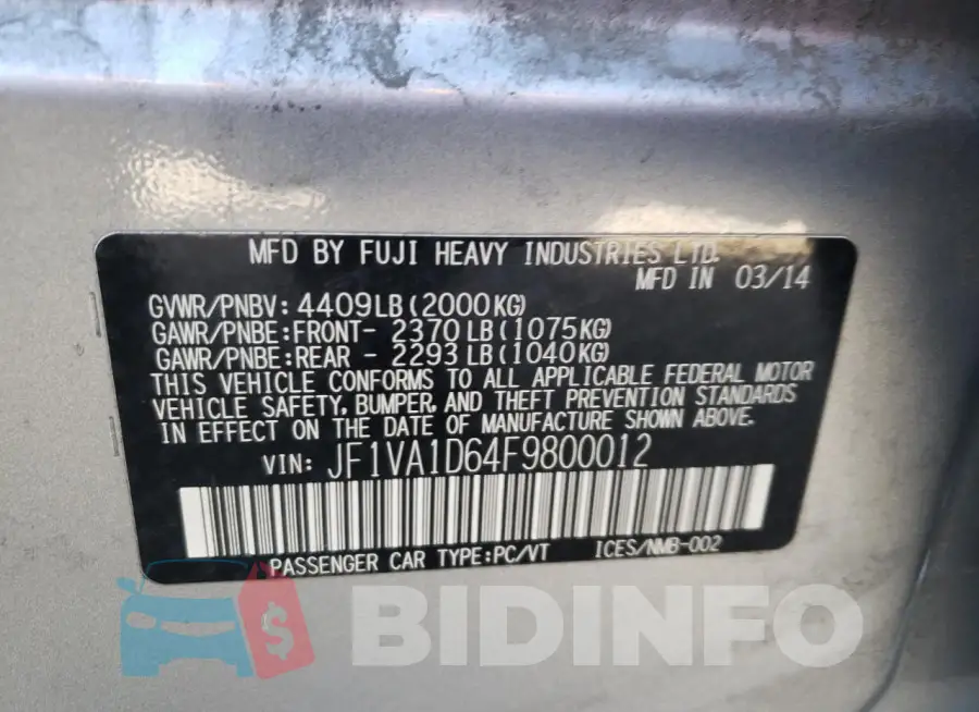 JF1VA1D64F9800012 Photo# 13