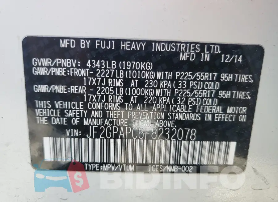 JF2GPAPC6F8232078 Photo# 12