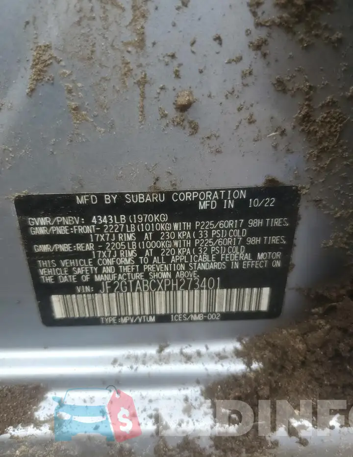 JF2GTABCXPH273401 Photo# 12