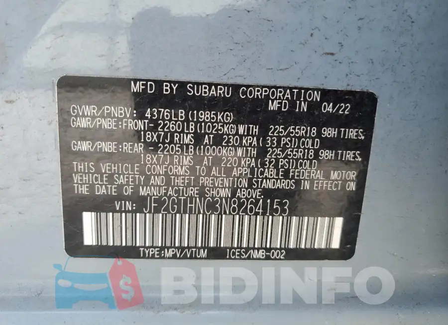 JF2GTHNC3N8264153 Photo# 13