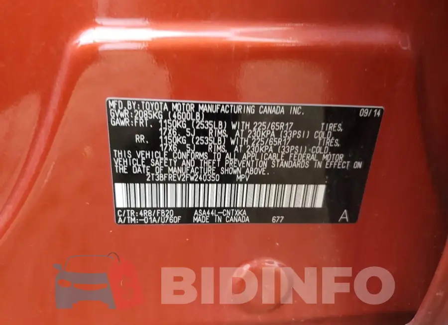 2T3BFREV2FW240350 Photo# 12