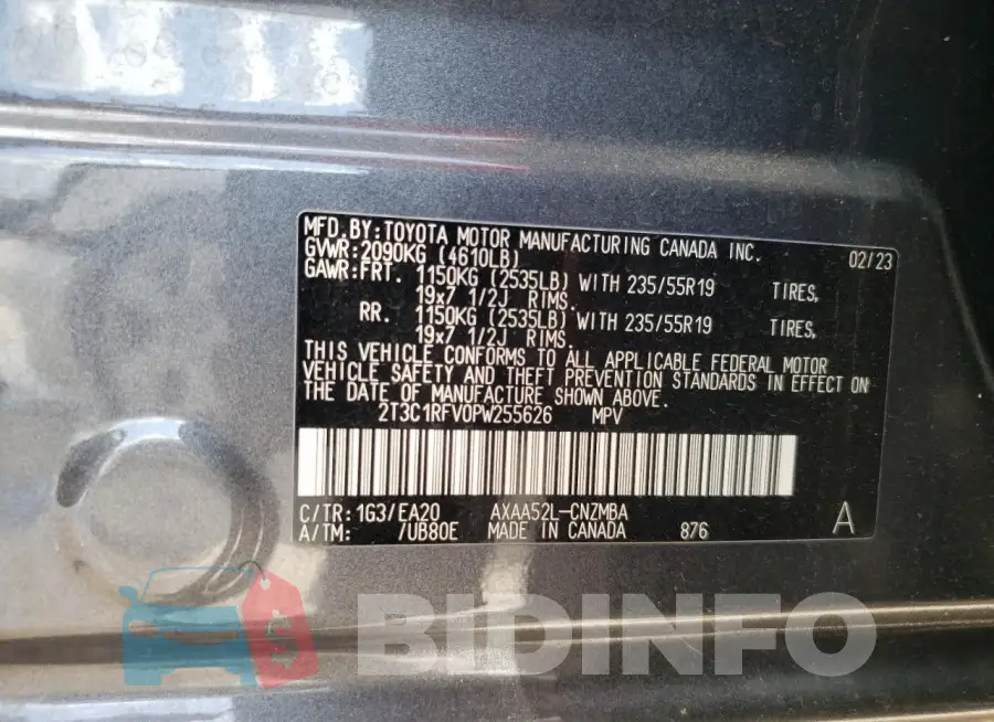 2T3C1RFV0PW255626 Photo# 14